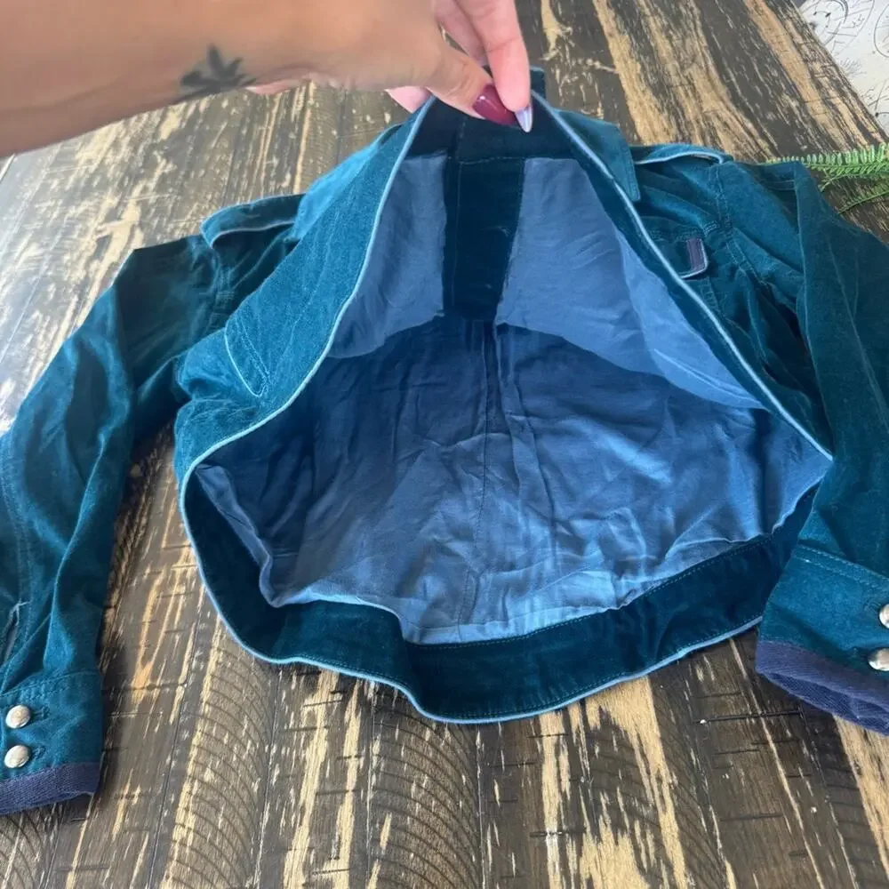 We The Free by FREE PEOPLE - Oversized Teal Corduroy Snap Jacket – Size SMALL